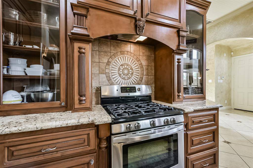 Glass door cabinets.