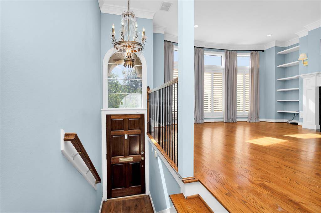 Front Entry with Chandelier.