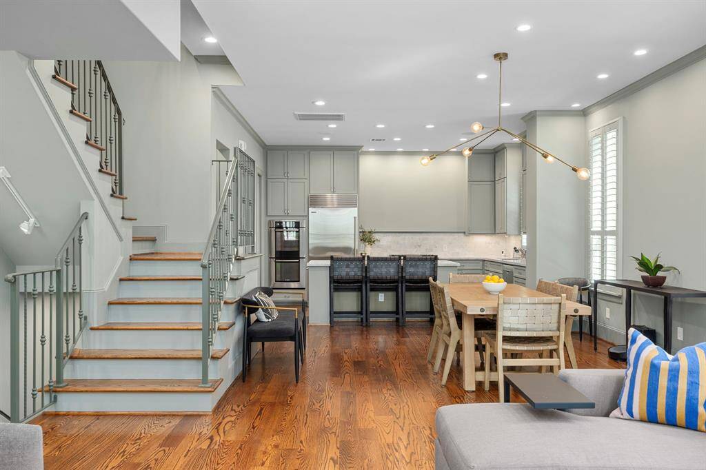 Red oak hardwoods throughout home.