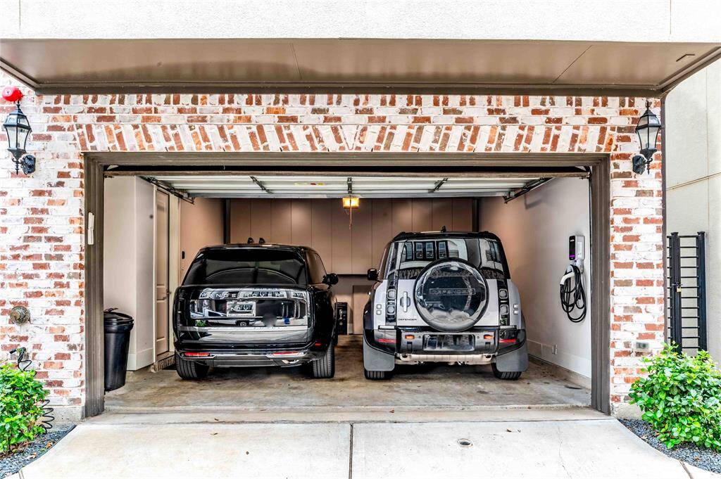 Large garage fits 2 full size SUVs.