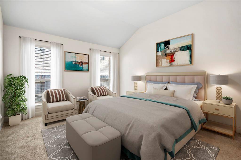 Cozy and private, this secondary bedroom sits down it's own hallway and includes a private ensuite bathroom. *This room has been virtually staged