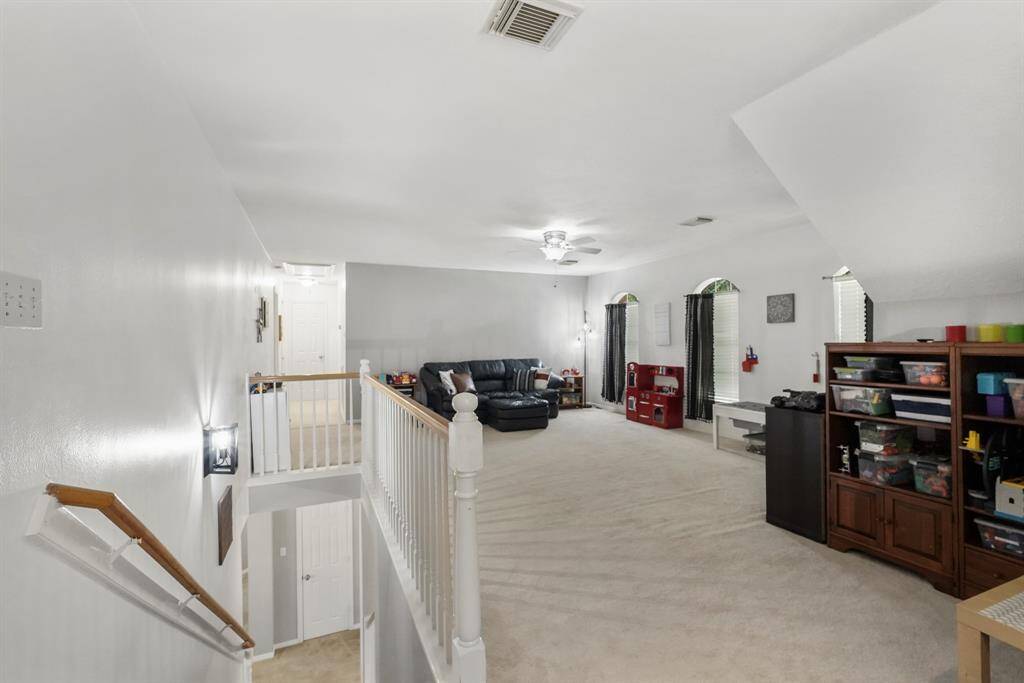 The second floor opens to a fantastic game room or a second living room. This photo is staged for photo purpose.