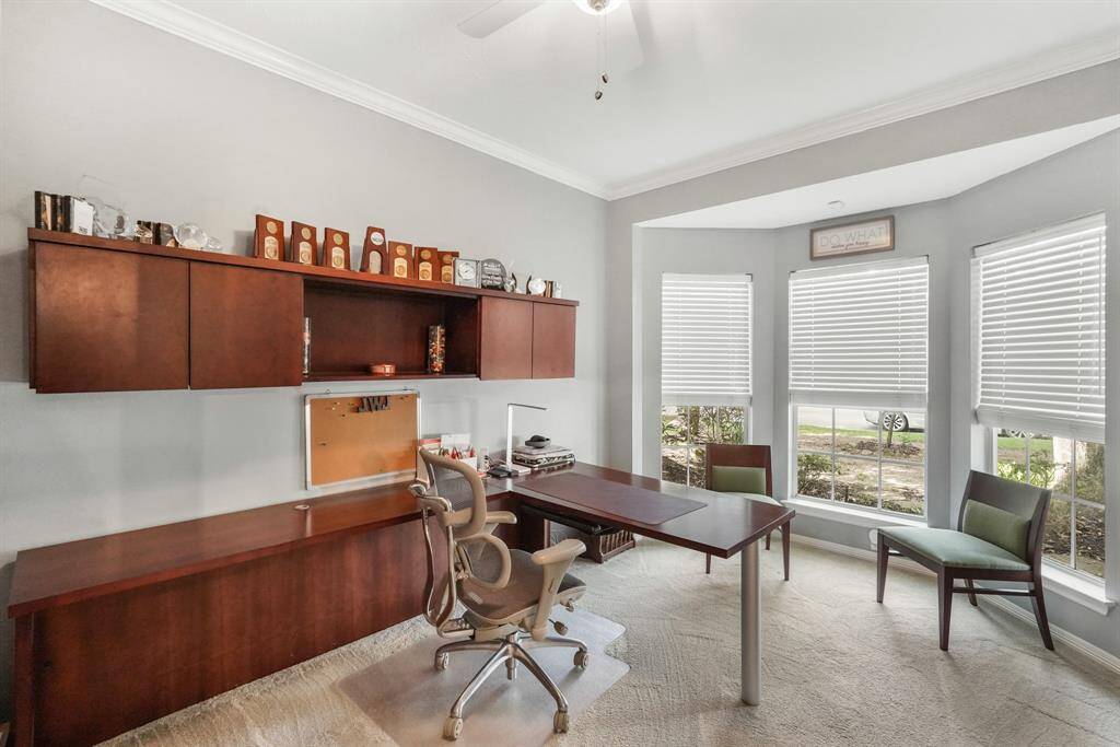 Spacious and sophisticated, the room is perfect for working from home. This photo is staged for photo purpose.