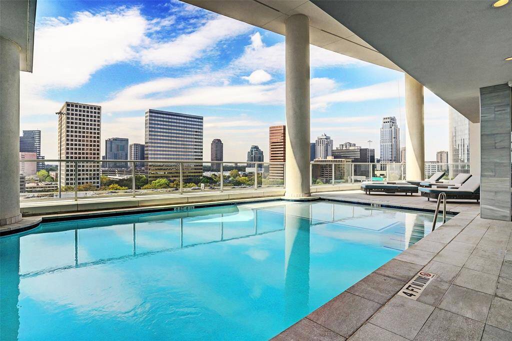 The outdoor pool is covered, has great views, and room for lounging.