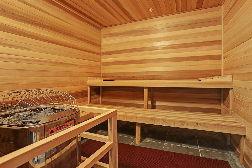 More amenities include a sauna.