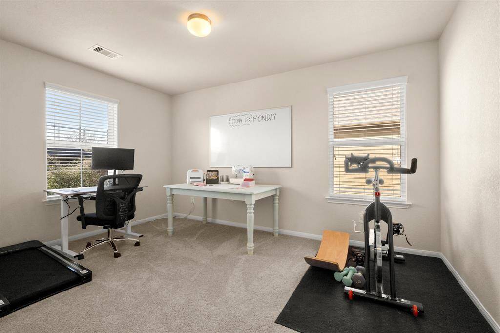 The second bedroom is being used for a craft/exercise room and could be used for an additional bedroom, office or flex room.