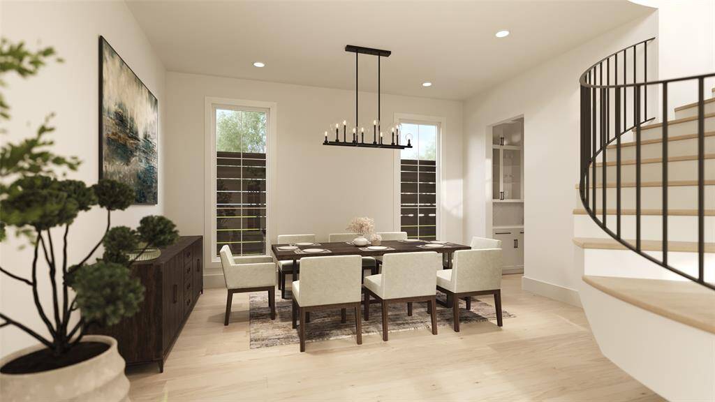 Large Formal Dining Room with a 10 Light 48" Wide Linear Chandelier.
