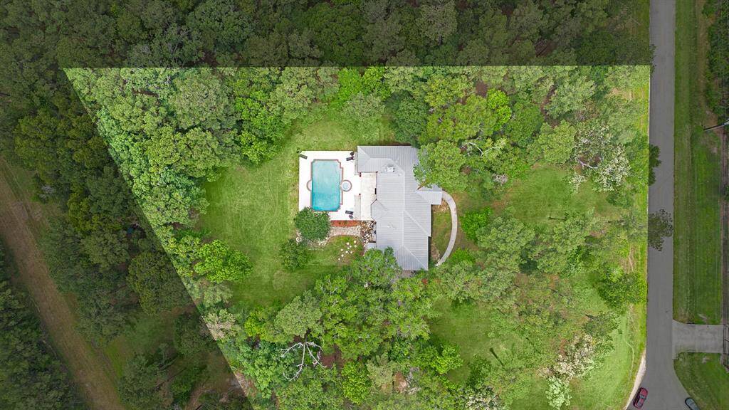 Aerial view highlighting the property layout