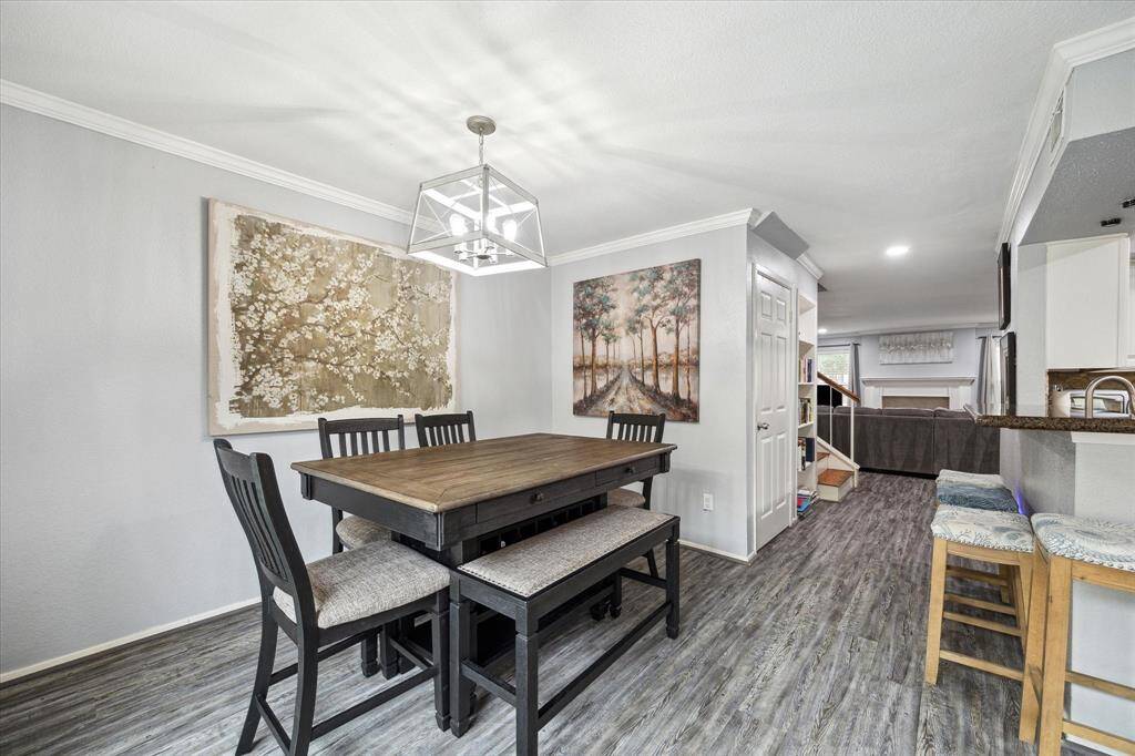 Just off the dining room is an additional storage closet as well as built-in shelves.