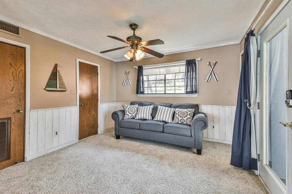 Entrance at 2nd level, full size sleeper sofa sleeps 2