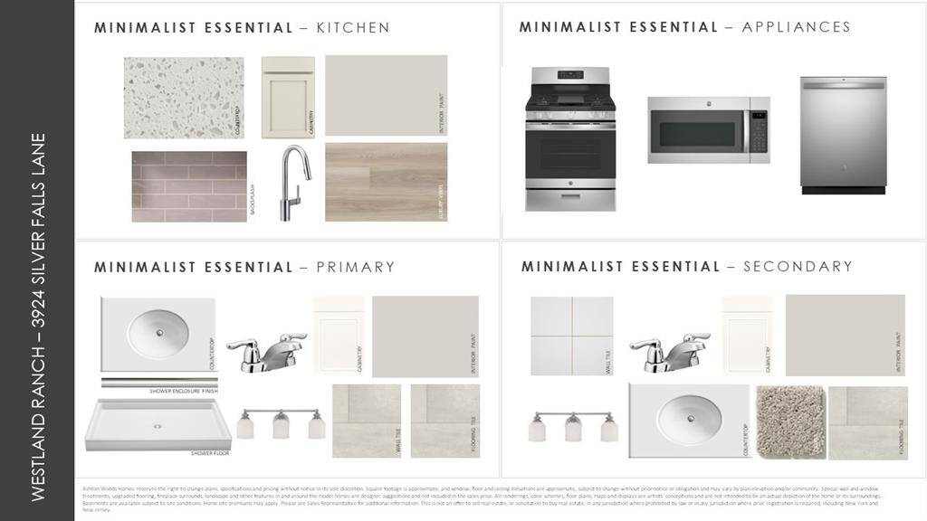 The selections that will be featured in your home.