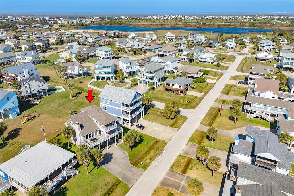 Aerial view looking north towards bay.