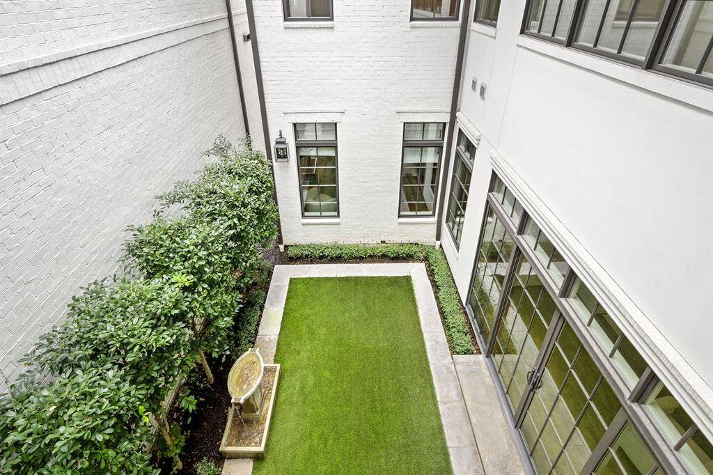 View from balcony overlooking private courtyard.