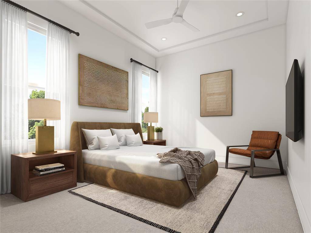 The first of two guest bedrooms are on the floor next to the game room and down the hall on the second floor. Ideal for a child bedroom with proximity to the master bedroom. Sometimes used as a second study when both homeowners work from home.