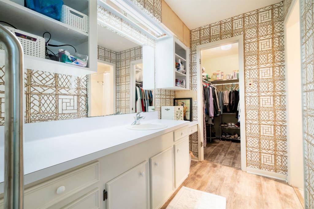 view of sink/bathroom and walk-in closet
