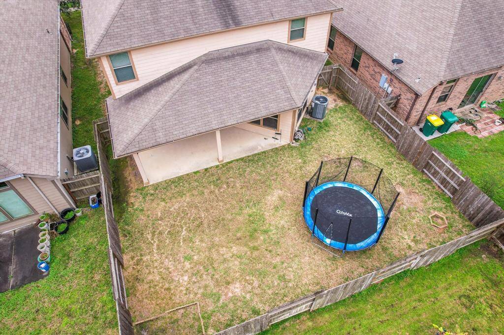 Aerial view of the backyard