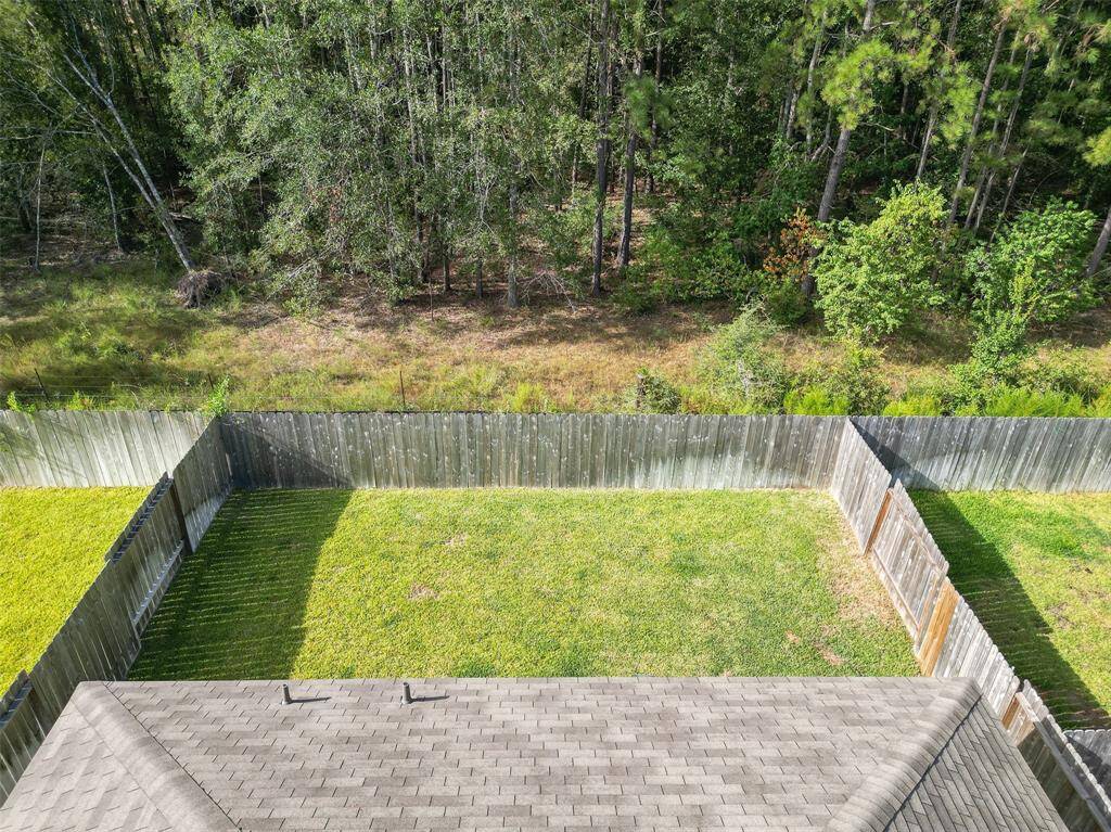 Aerial view of the backyard.
