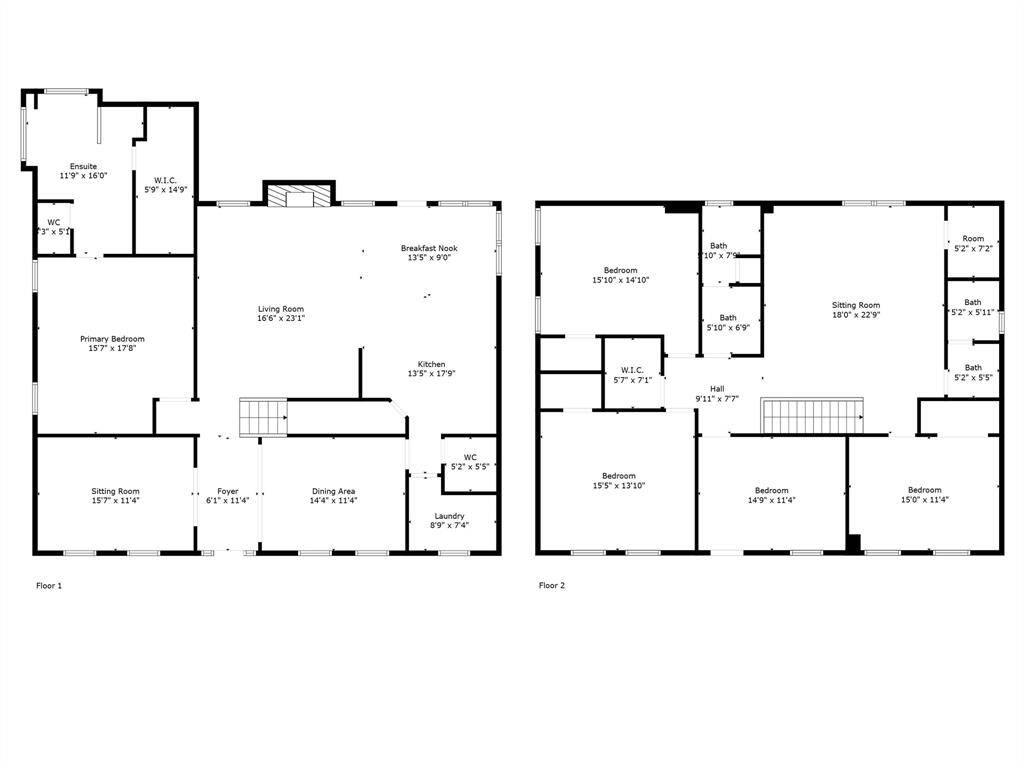 First floor and second floor, floorplan.