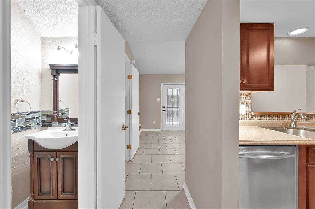 Convenient and good-looking half bath on the first floor.
