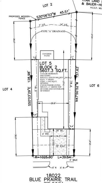 18022 Blue Prairie Trail preliminary plot plan