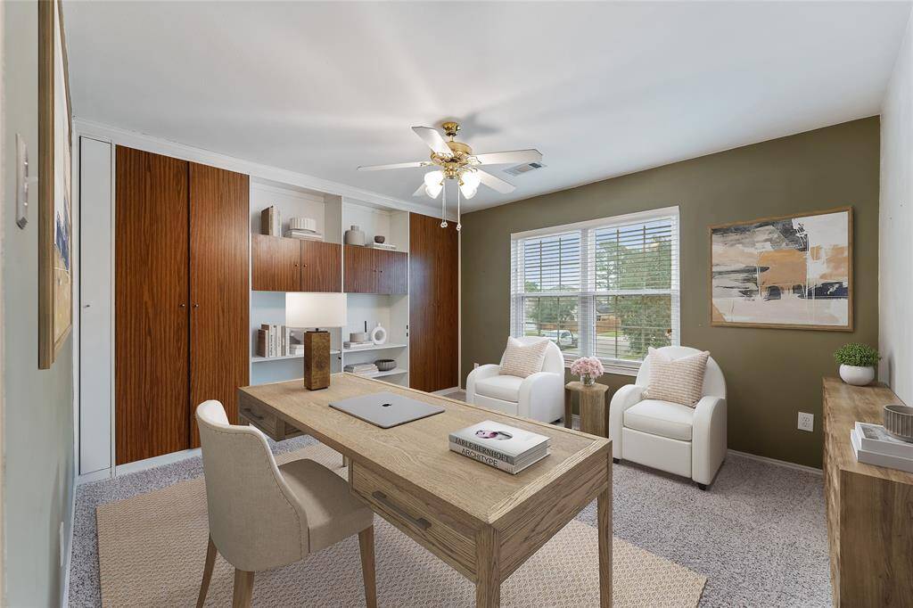 In home office with built ins! Virtually staged