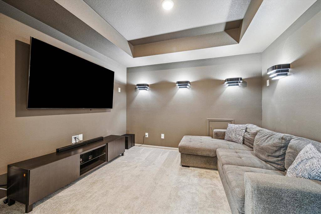 Custom lighting with coffered ceiling