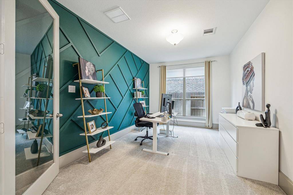 First floor home office/study with custom accent wall