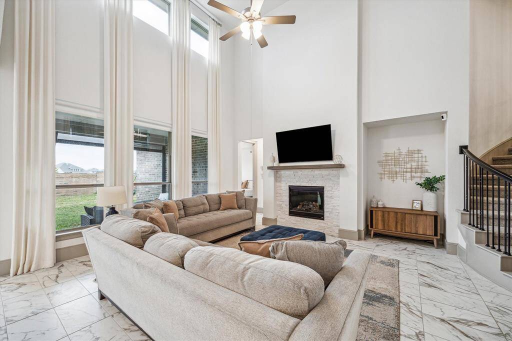 Gorgeous natural light with floor to ceiling windows