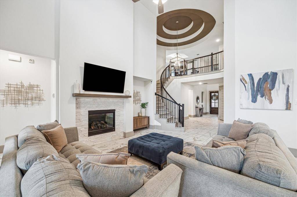 Custom tiled fireplace