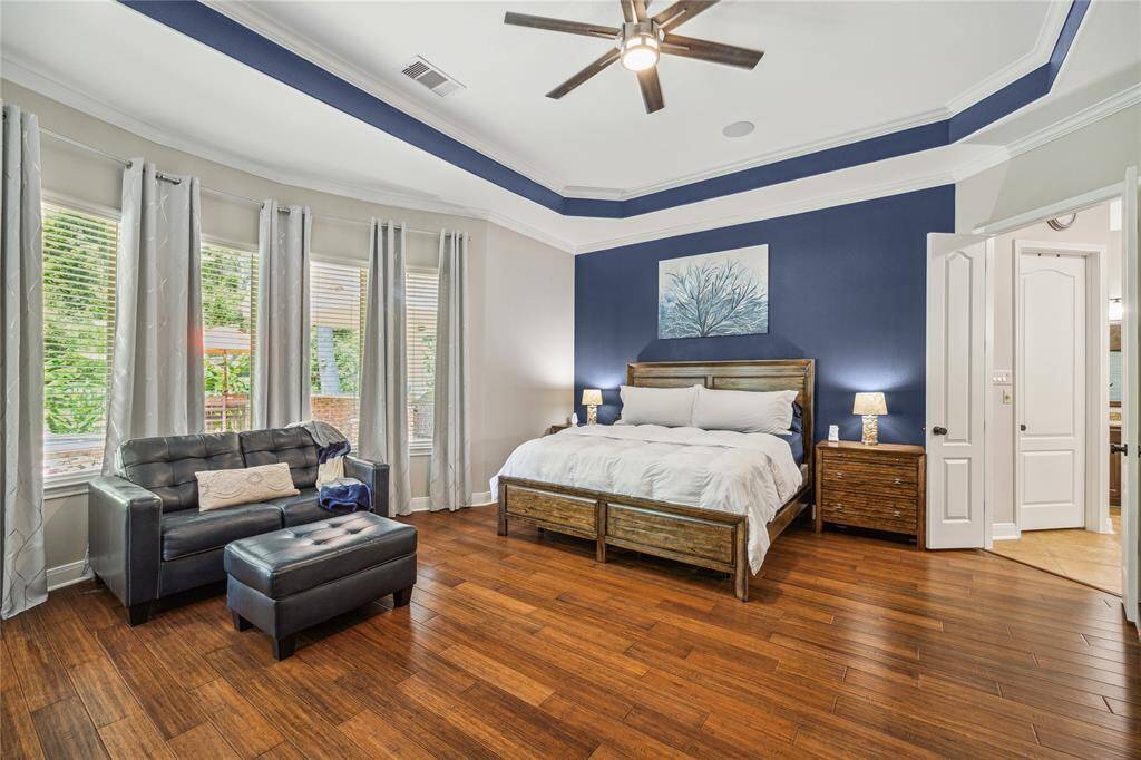 Primary bedroom with great view of the pool area