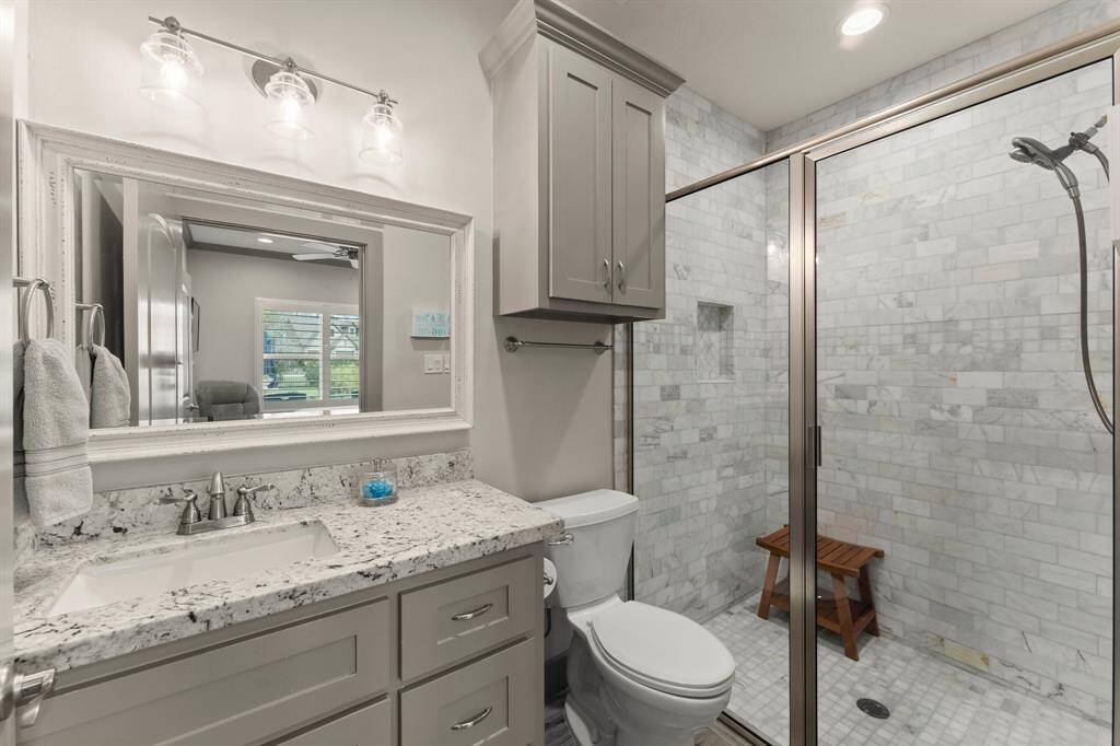 Every detail was well planned with this full bathroom in the Guest Home.