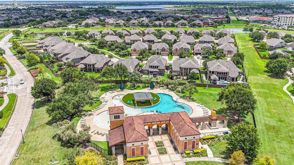Aerial View of the Neighborhood Pool, Clubhouse and Splash Pad