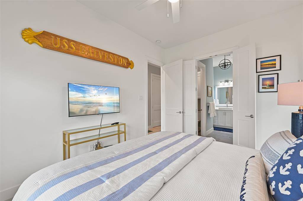 From this angle you see the ensuite bathroom from the secondry primary bedrooom on the first floor. This bedroom spa-like ensuite bathroom with private water closet.