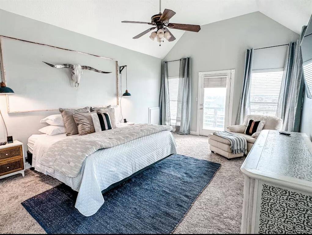 The pretty primary bedroom is located on the second floor.
