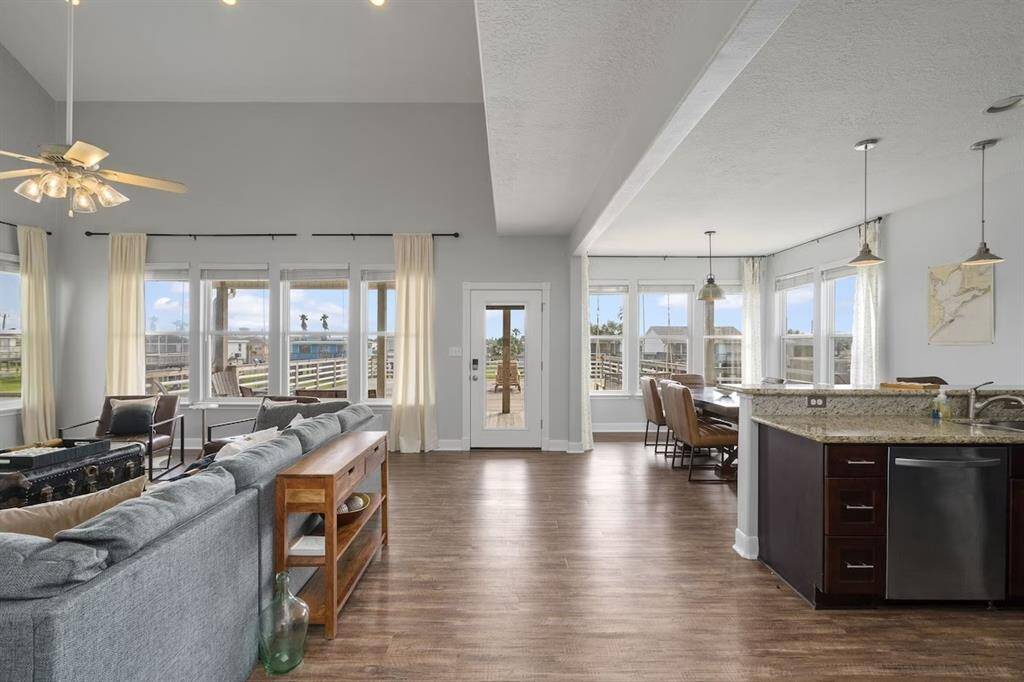 You are greeted with natural light, and cathedral ceilings!