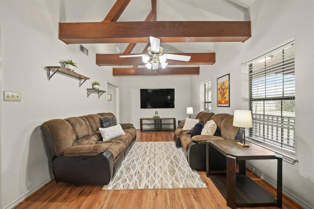 Another view of family room looking towards kitchen.