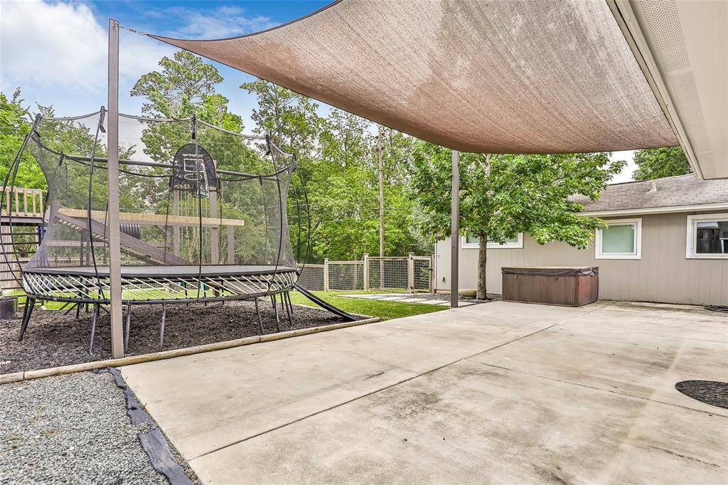 There is a play area off the patio that is fenced to keep the little ones in this area.