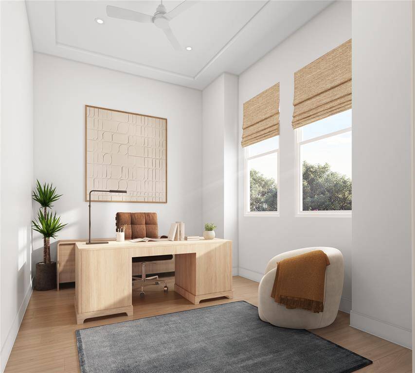 A cozy yet functional study perfect for remote work or focused learning. Its thoughtful dimensions offer enough space for a full desk setup and bookshelves, making it a stylish and productive retreat. Natural light and privacy create the perfect balance for creativity and concentration.