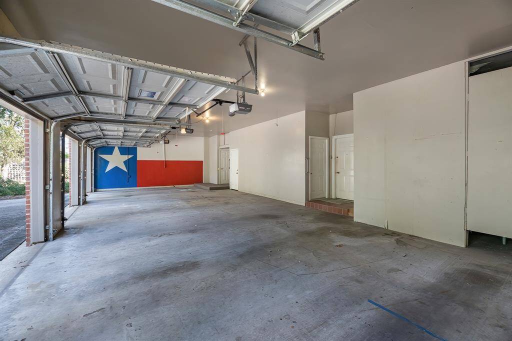 A Texas Flag painted in the garage