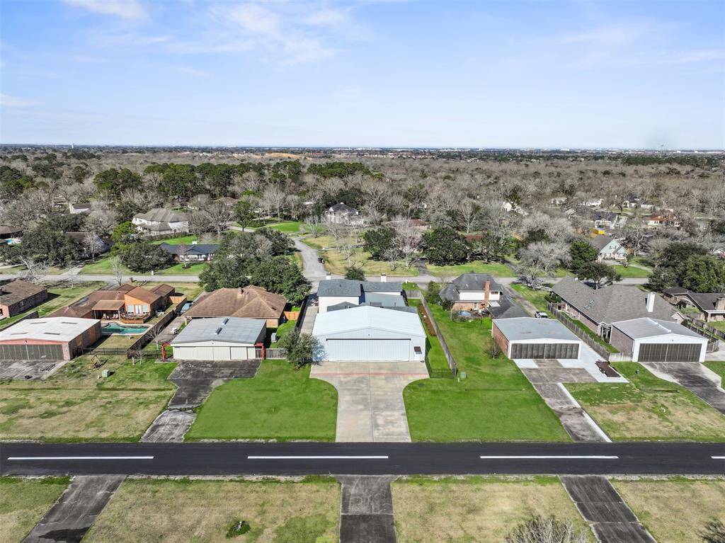 Aerial view of the back of the property.