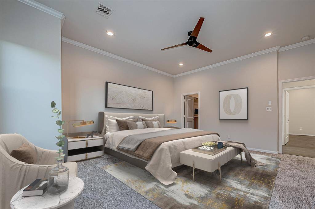 Large Primary Bedroom, Large Windows Providing Tons of Natural Lighting. Brand New Plush Carpet.  Virtually Staged