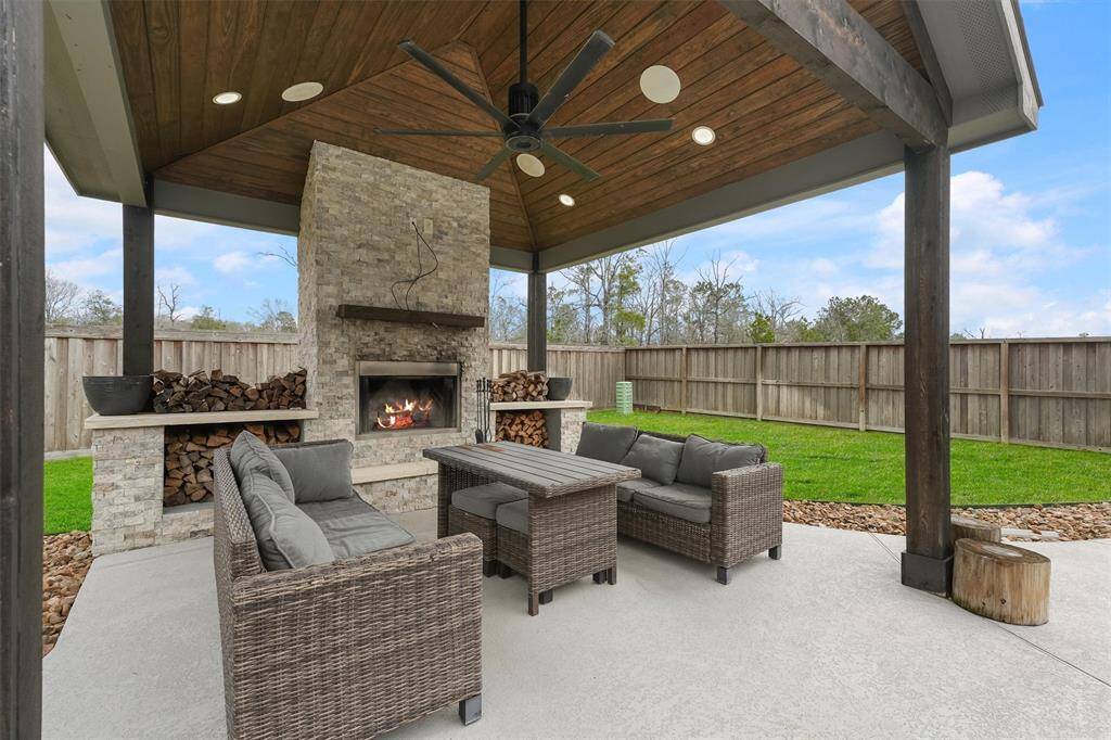 BACKYARD CABANA, WIRED FOR SOUND AND A FIREPLACE.