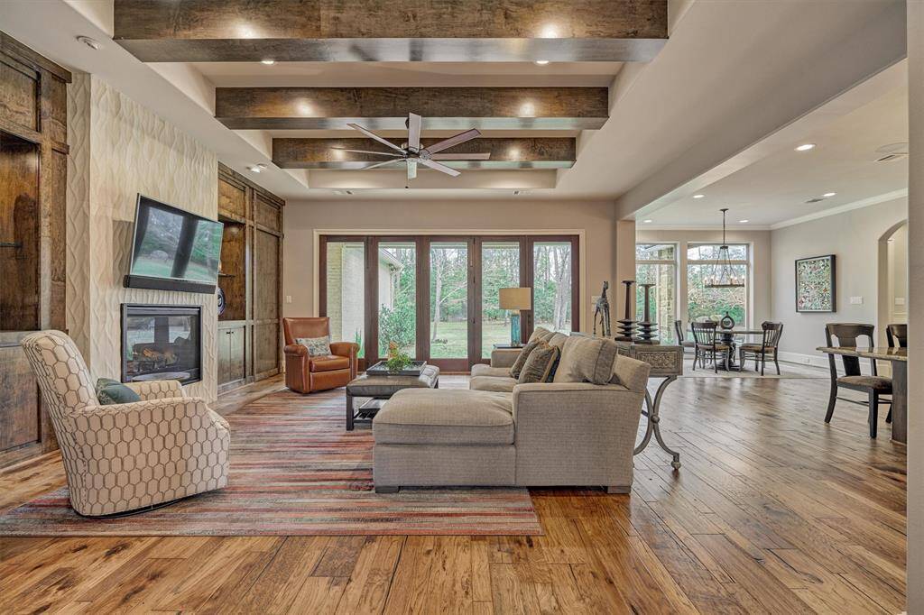 Living is open to kitchen and dining.