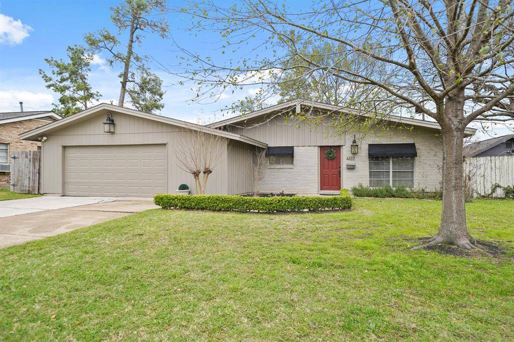 Situated on a wooded lot with a private swimming pool in the heart of Shepherd Forest sits 4122 Gardendale Drive. Features include a brick & wood exterior, windows with decorative awnings, a double-wide driveway leading to the home's two car attached garage with an automatic garage door opener and mature shade trees. The roof was replaced in 2024 along with the home's heating & air conditioning system.