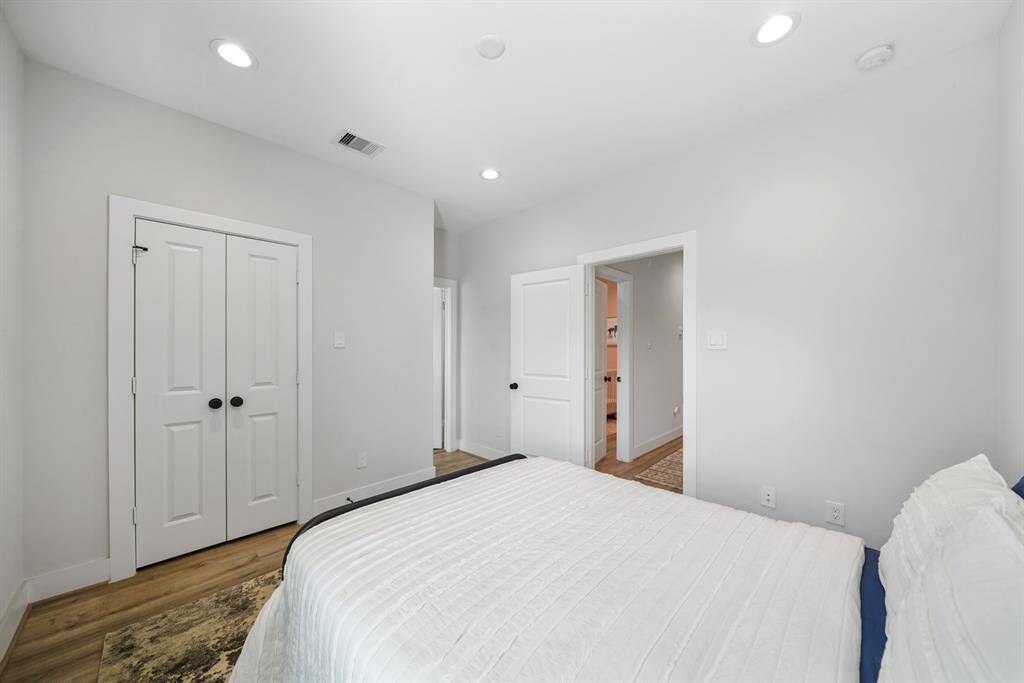 Included is a double-door wardrobe storage closet.