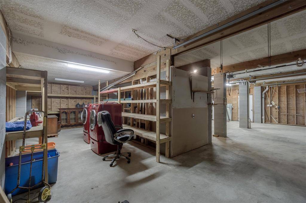This side of the garage is set up for storage