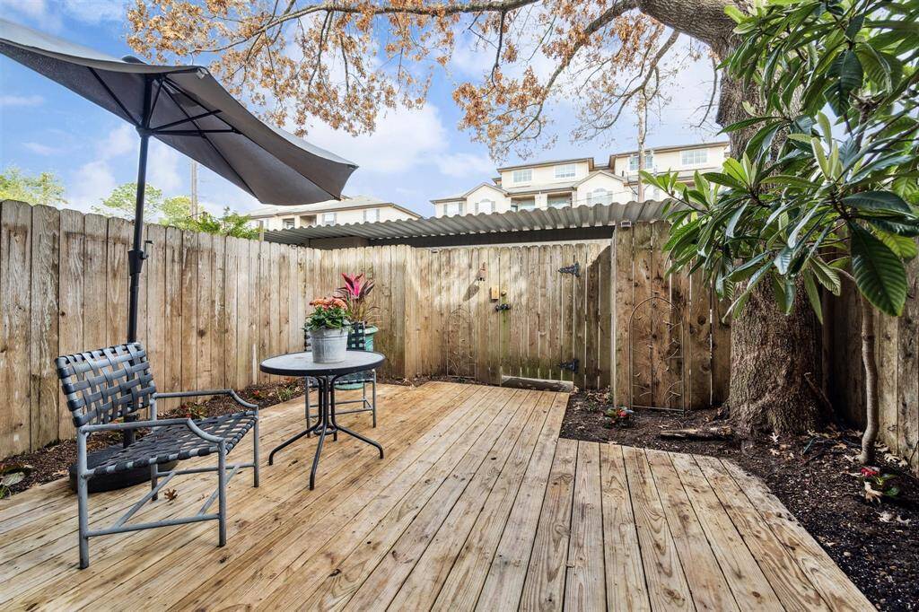 The back patio is a wonderful space to enjoy the outdoors, whether you're dining, relaxing, or indulging your green thumb with gardening.