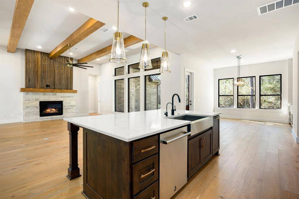 Island Kitchen open to the family room with a breakfast area