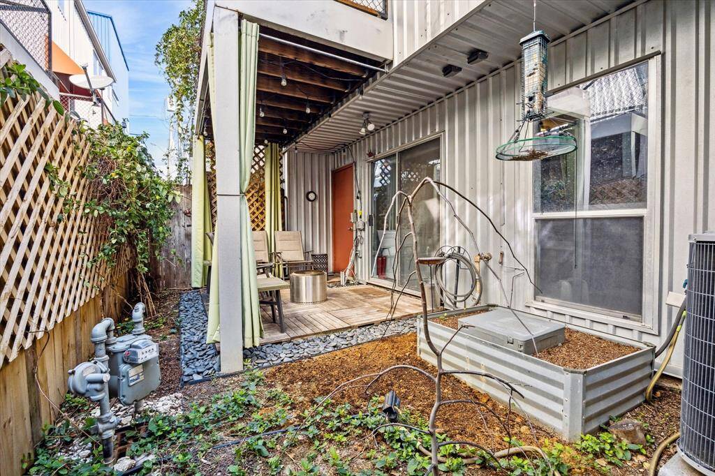 Covered patio and composting area.