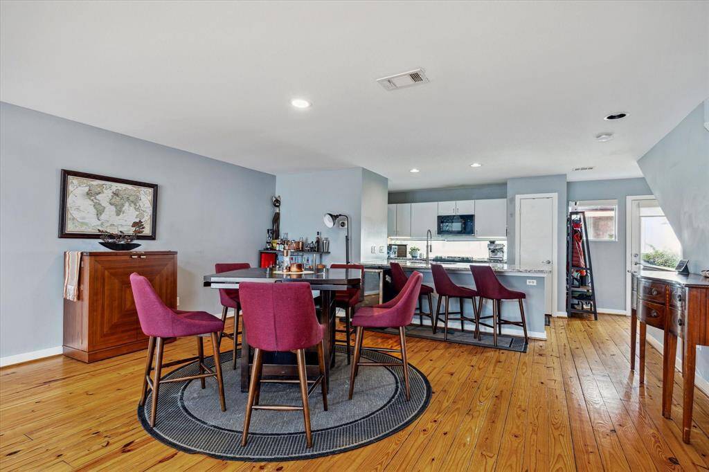 View from dining area into kitchen.